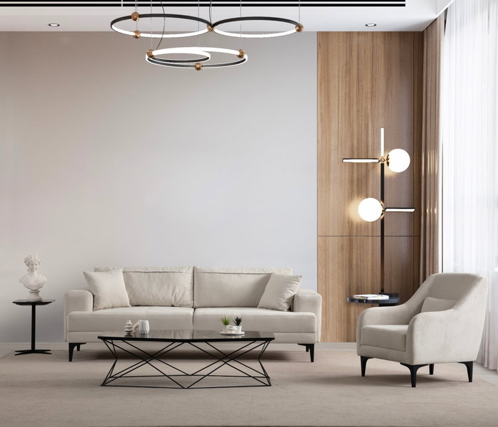 Atelier Del Sofa Sofá de 3 Plazas Astana 3 Seater - Ecru, Largo 234cm, Ancho 100cm, Alto 78cm